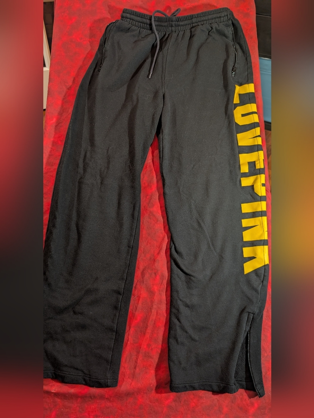 PINK Victoria's Secret black LOVE PINK sweatpants M